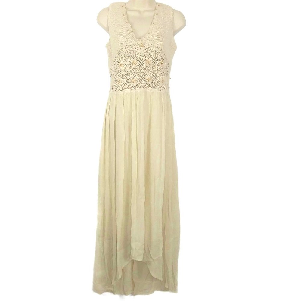 Boston Proper Ivory Crochet Maxi Dress Gem